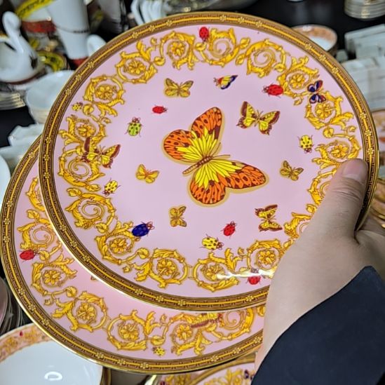 小***子瓷片珐琅彩7.5寸2个浅盘6666666