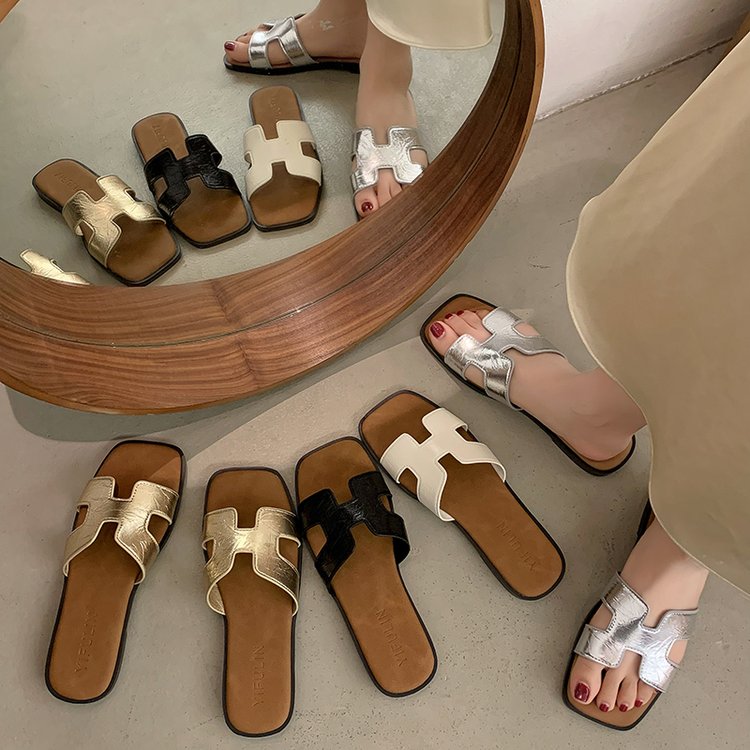 仙女风拖鞋女春外穿2025夏季新款韩版一字拖平底百搭沙滩鞋凉拖女