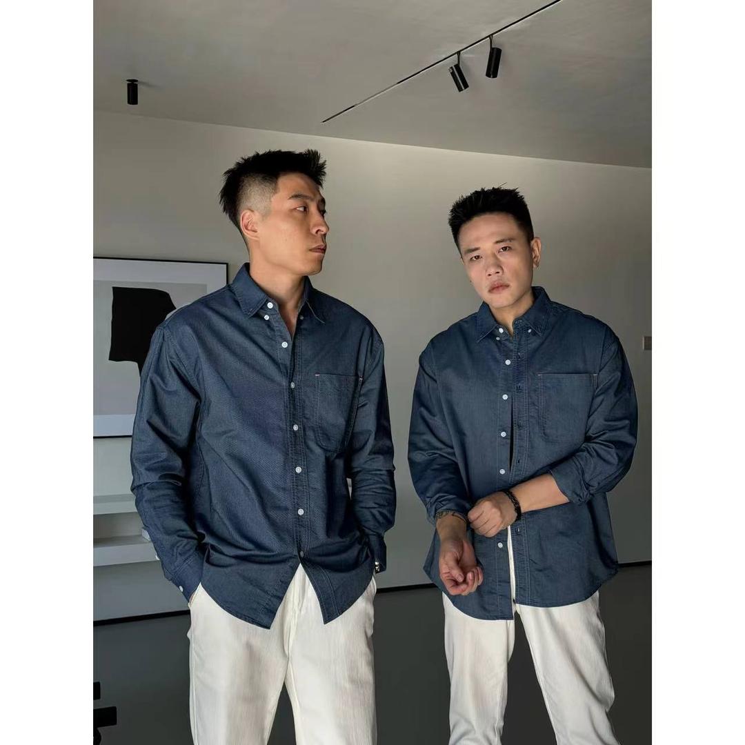 和一合集 秋季新款时尚百搭商务休闲复古男士通勤牛津纺纯色衬衫