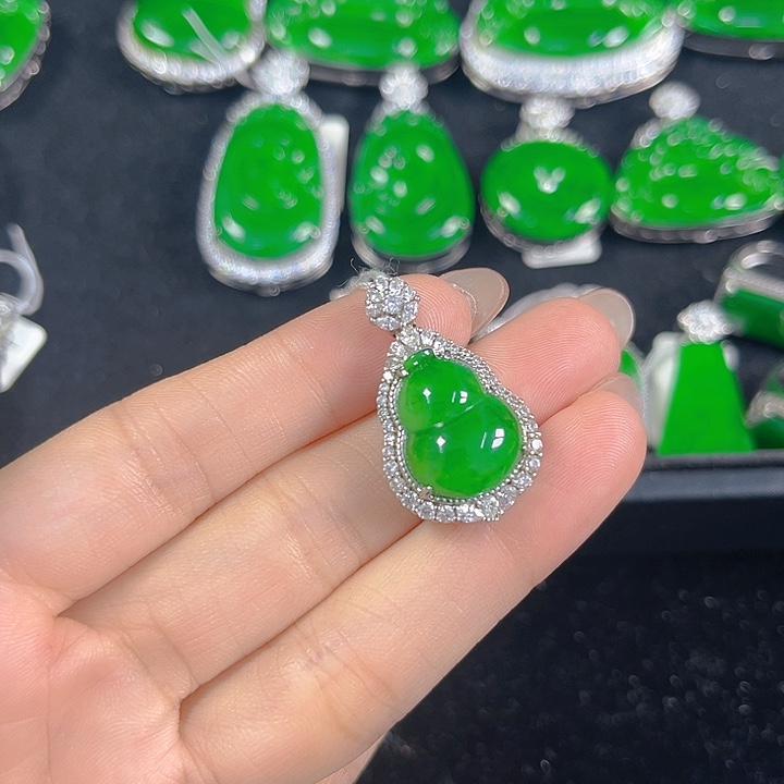 翡翠银S925镶嵌吊坠(不含链)