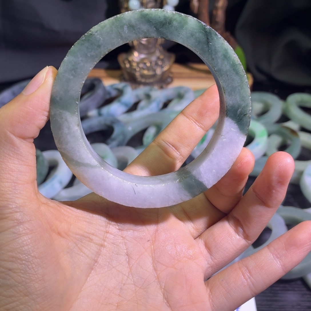 定制翡翠未镶嵌天然纹理随机，追求完美者慎拍