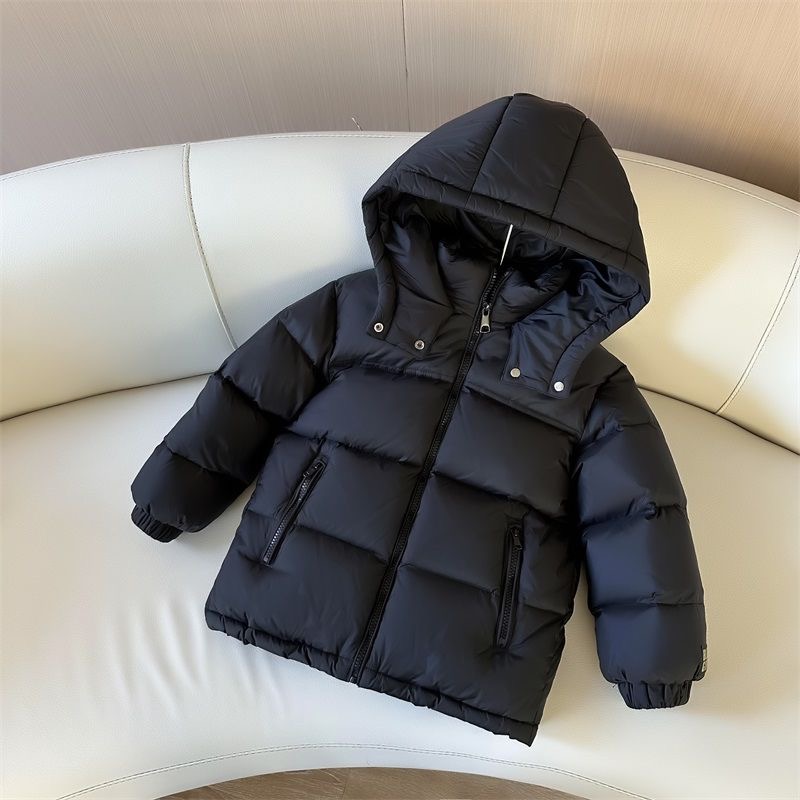 2025儿童黑色金边羽绒服男女同款冬季加厚外套T1
