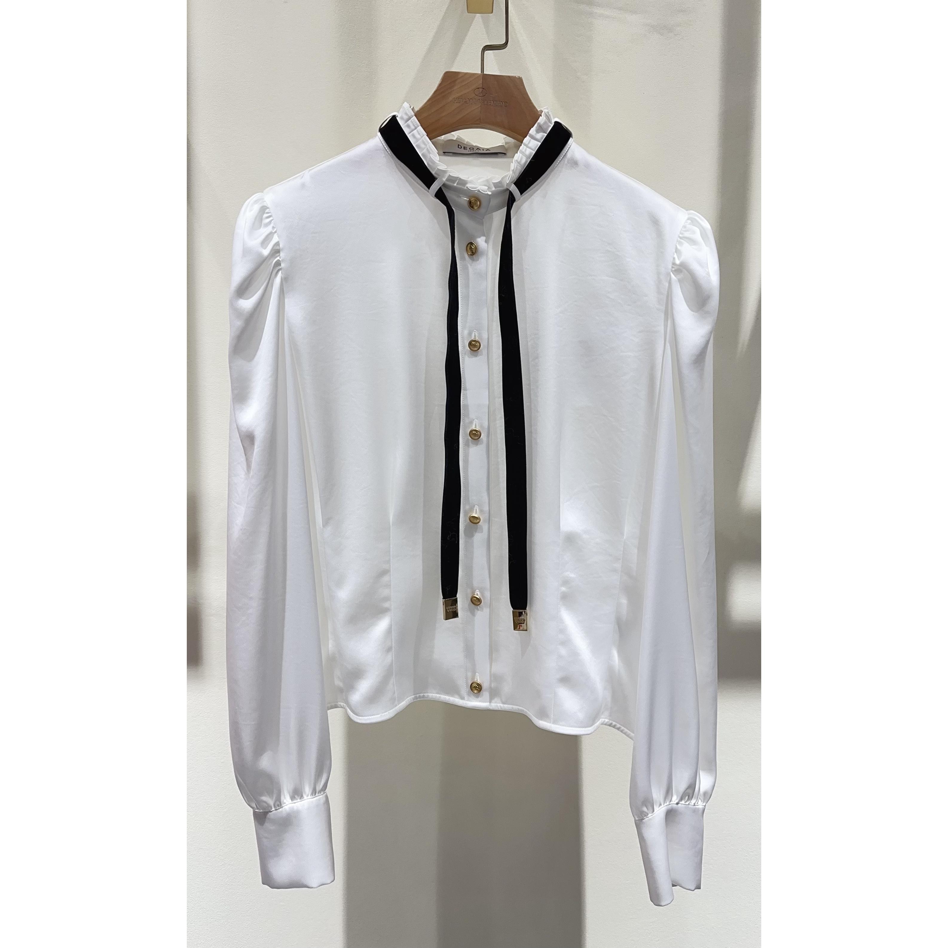 D立领木耳边雪纺衬衫女长袖设计感宽松减龄洋气小衫春秋新款