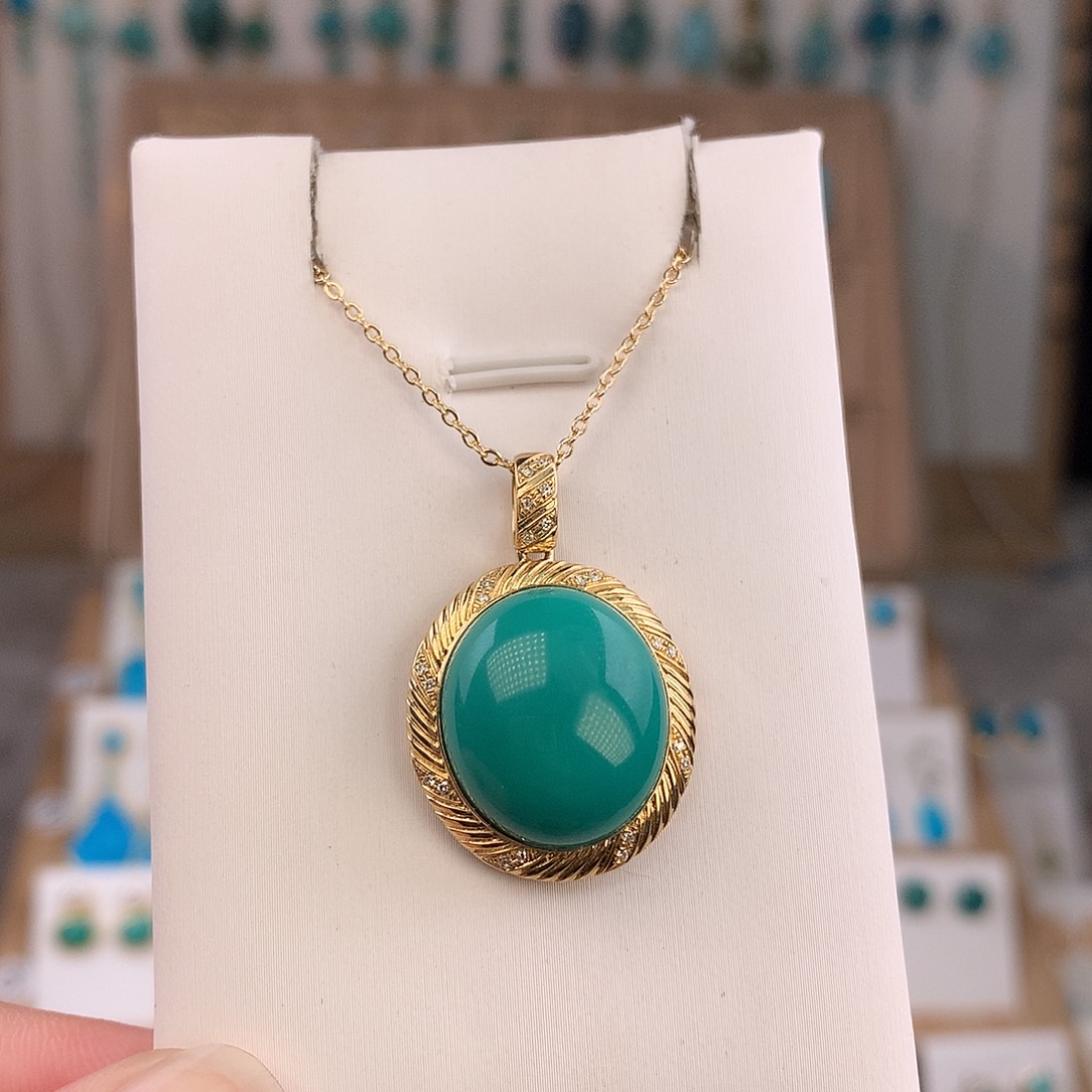 C***e绿松石18K金镶嵌吊坠(不含链)