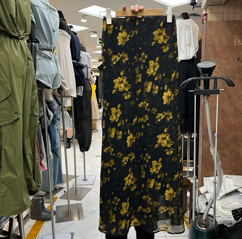 夏日凉感高腰长款碎花鱼尾飘逸半裙复古文艺风高腰显瘦百搭裙子