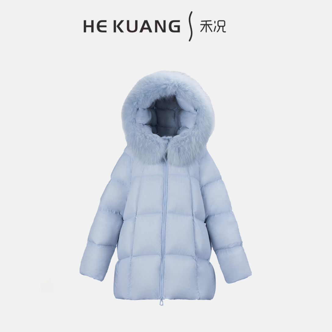 禾况HEKUANG【黑天鹅】95白鹅绒大毛领泡芙面料羽绒服D598