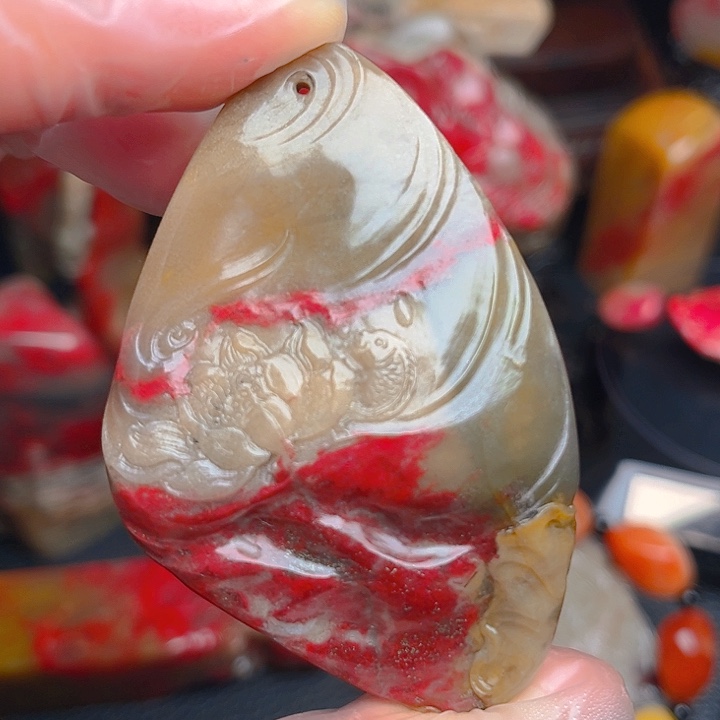 昌化石昌化鸡血石精品挂件