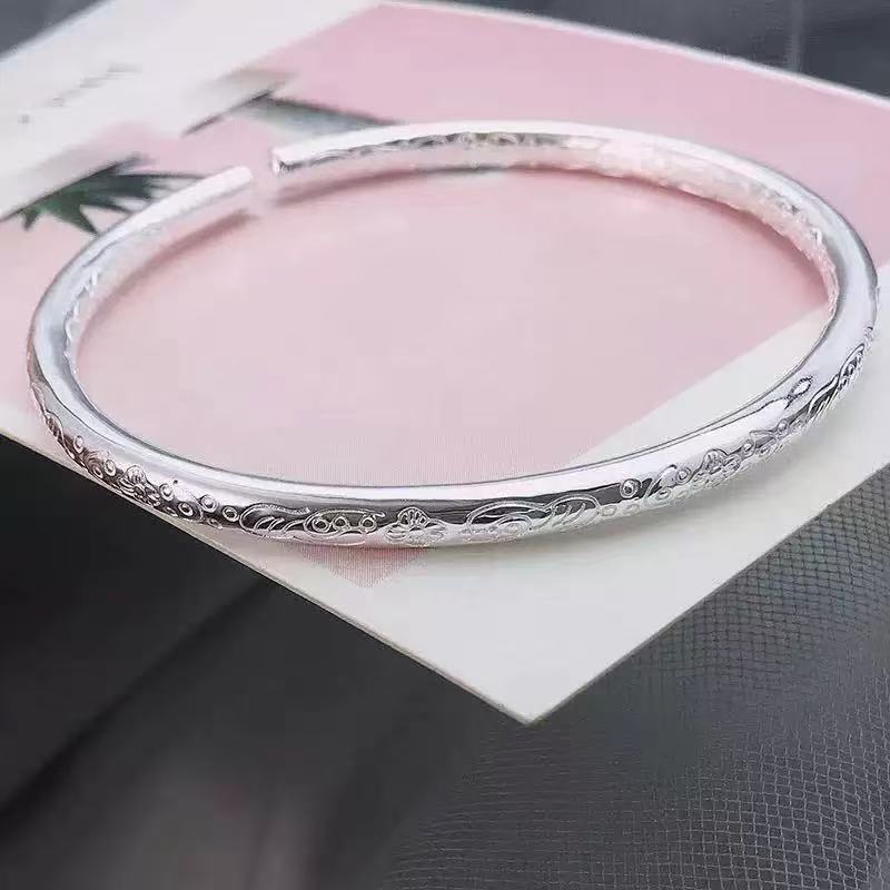 足银手镯 素圈波西风精品手镯A928
