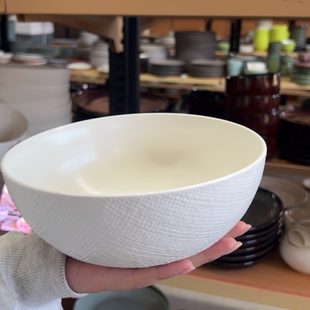 新骨瓷150瑕疵慎拍哑光白麻布纹全标7.25寸面碗