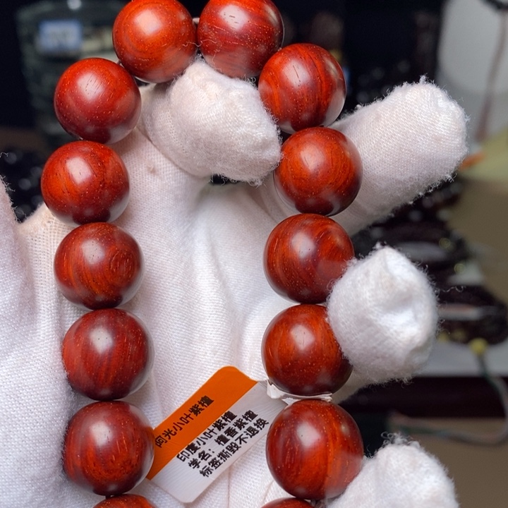 小叶紫檀手串/手链原汁原味1.5cm 鳞底鸡血红泥料