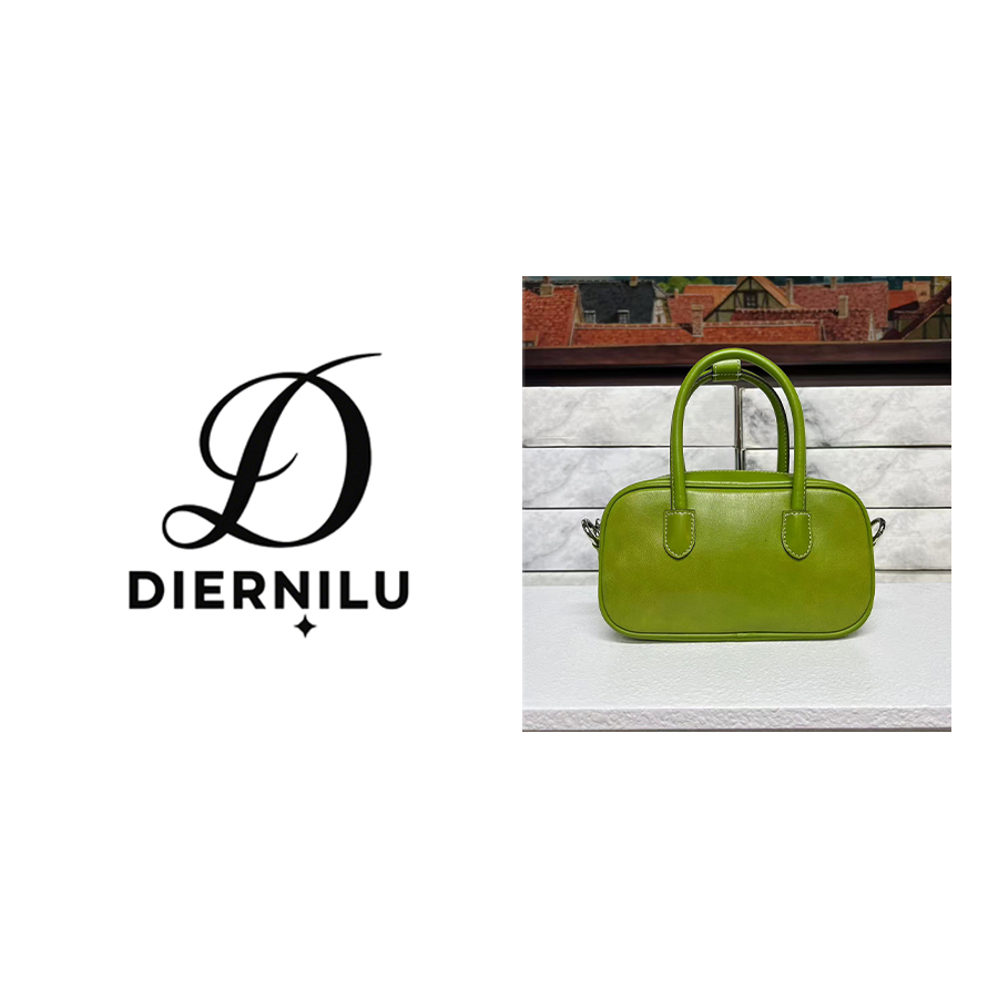 【晚晚真皮高定】街头潮流单肩包横款红色腋下波士顿包F031绿色