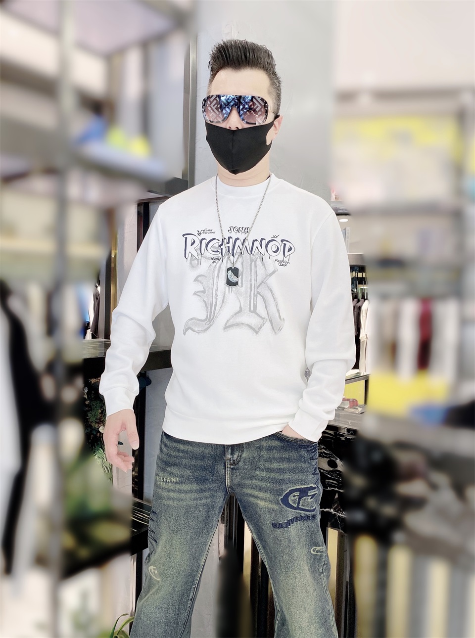 【APPCN潮牌】男士加绒卫衣秋款高档潮牌爆款热销时尚男士圆领秋装