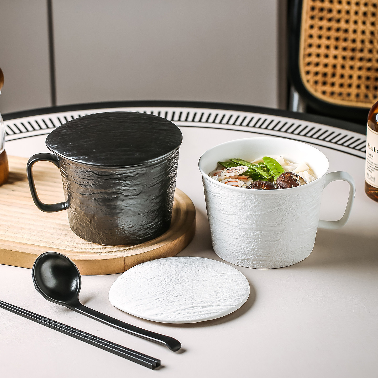 泡面碗宿舍学生带盖食堂陶瓷带把手大容量可微波螺蛳粉嗦面碗