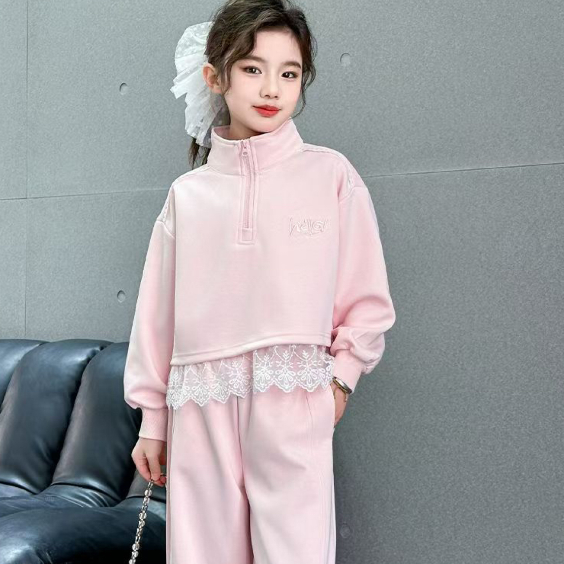春季纯色春秋女民族风常规套装套头实拍有模特