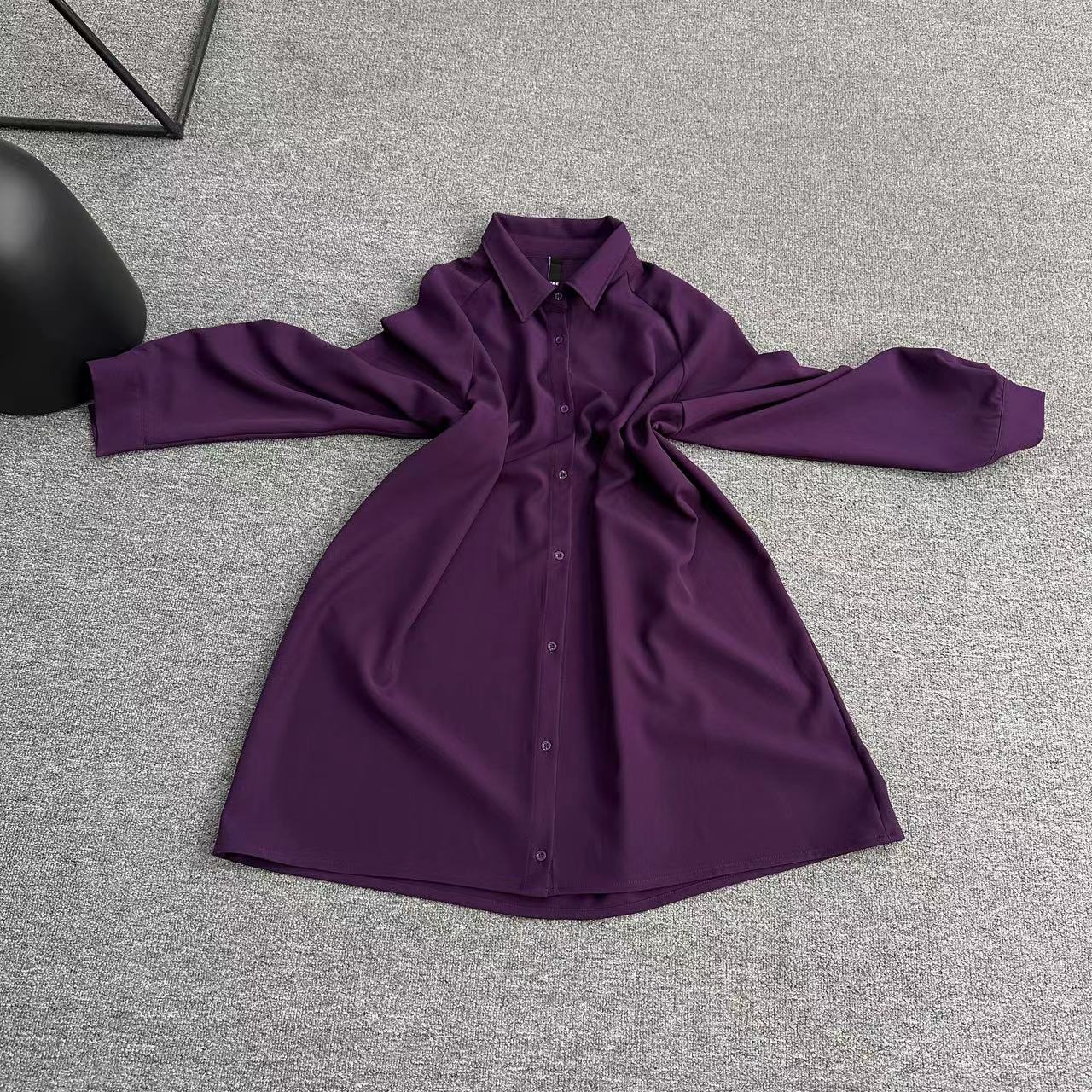 瑶睿安240斤原创大码长袖衬衫欧韩紫色复古衬衣休闲宽松889