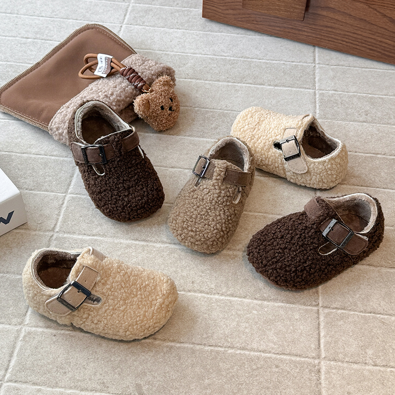 女童毛毛鞋秋冬新款儿童勃肯鞋保暖板鞋男中童休闲二棉鞋加绒棉鞋