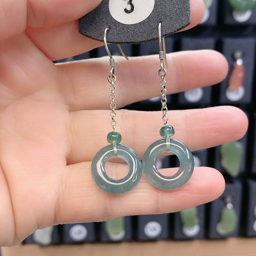 【闪购商品】翡翠耳饰银S925镶嵌精美