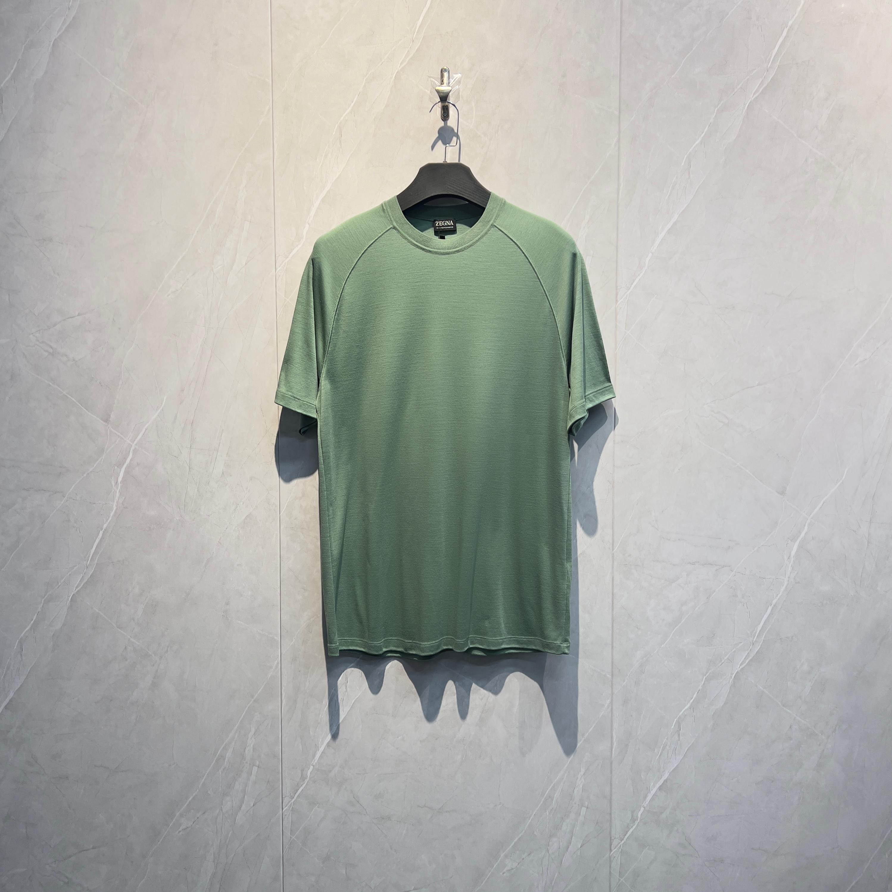 全新未使用 ZEGNA 24最新高性能细羊毛针织Logo短袖/08370/XXL码