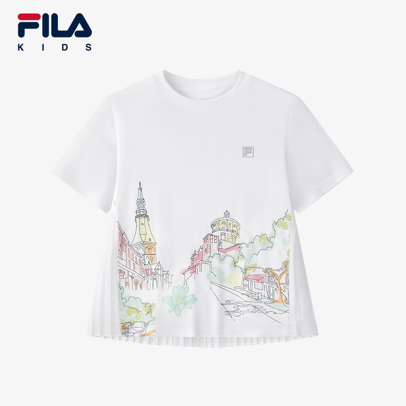 【斐乐儿童】2025夏季新款中大童百搭时尚女童针织短袖衫K12G522109