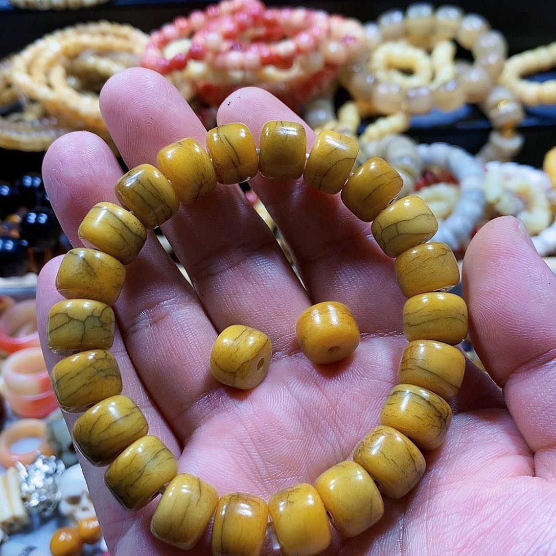 牛骨摆件明***雨牦牛骨12手串