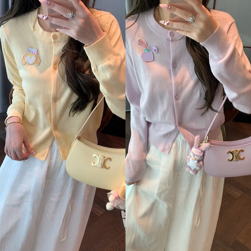 【mimius】&游鹿鹿 甜美减龄卡通圆领显瘦开衫 WG02031