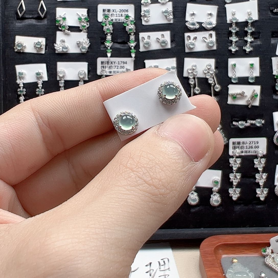 翡翠手链银S925镶嵌天然翡翠