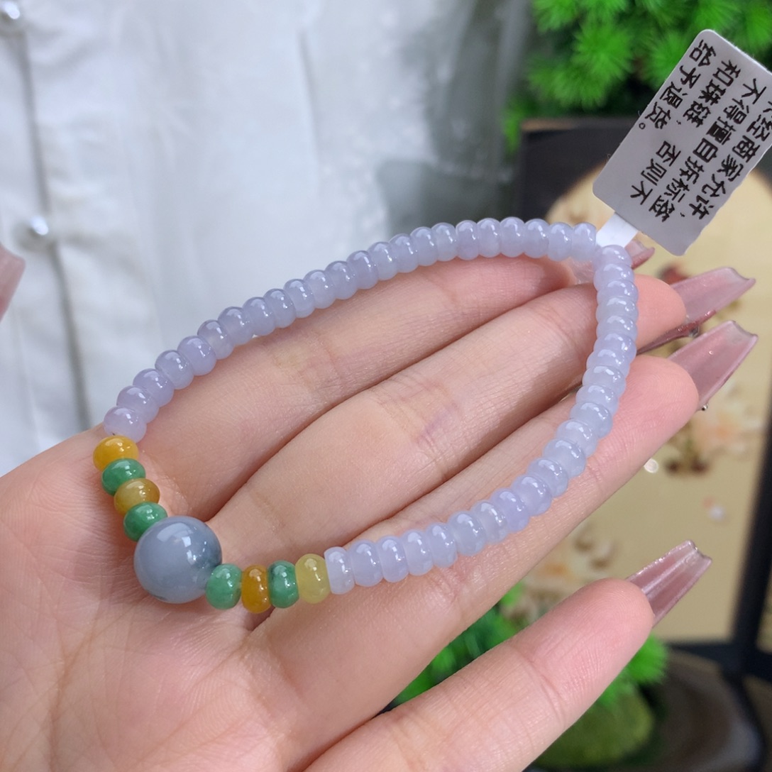 未镶嵌翡翠手串卡5.1冰胶紫算盘