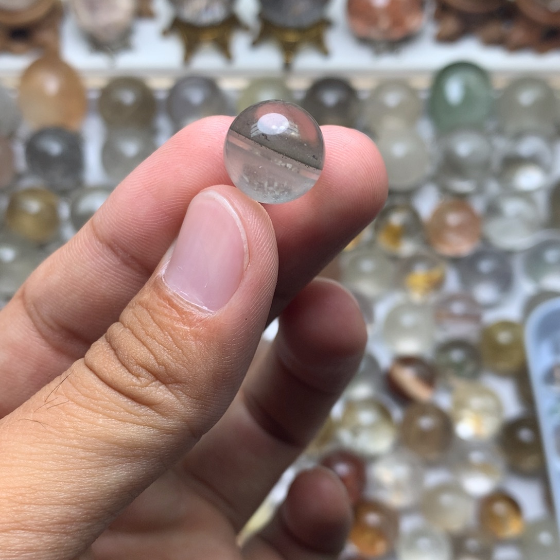 未镶嵌珠宝半成品水晶绿幽灵球