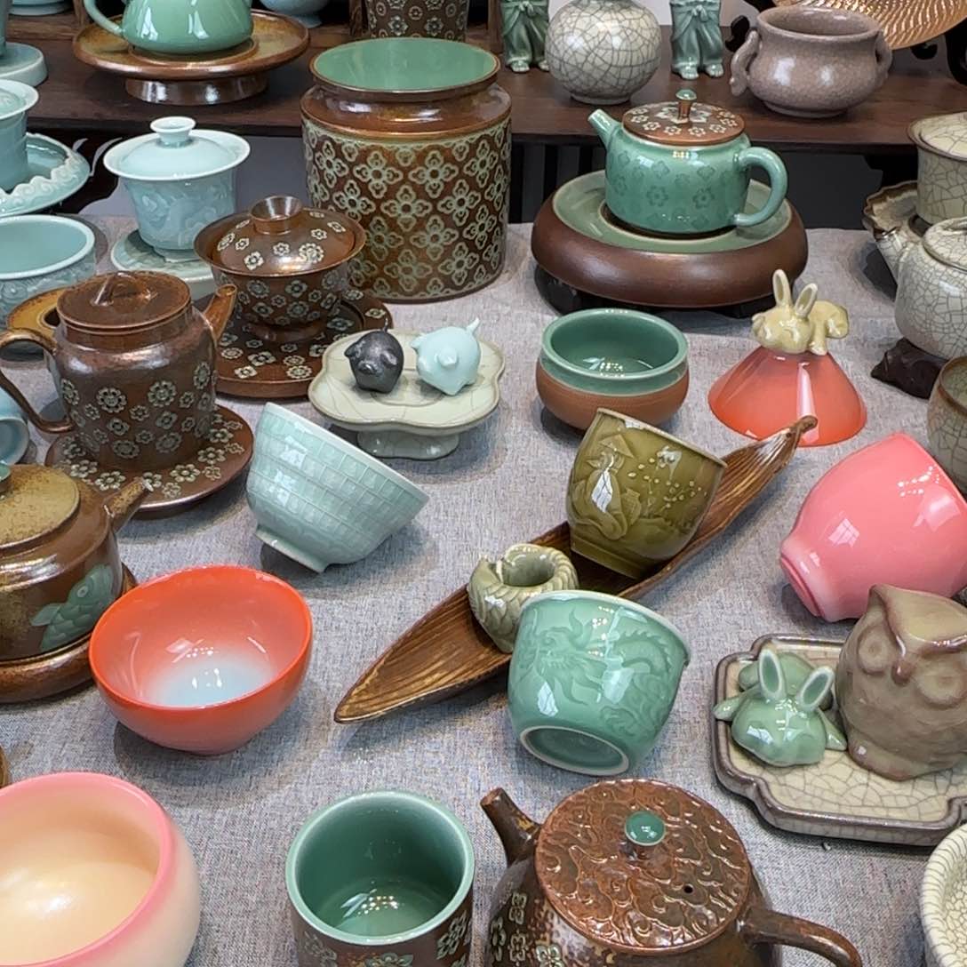 木*龙泉青瓷精品三才盖碗