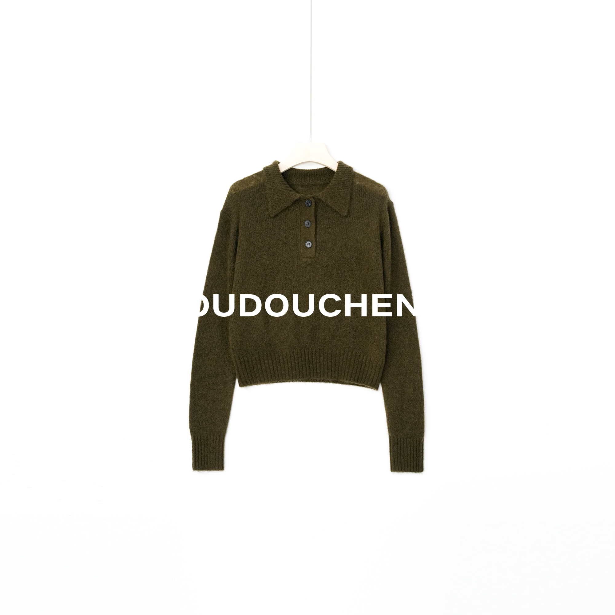 【DOUDOUCHENYI】绵羊毛山羊绒混纺Polo领针织衫-25306