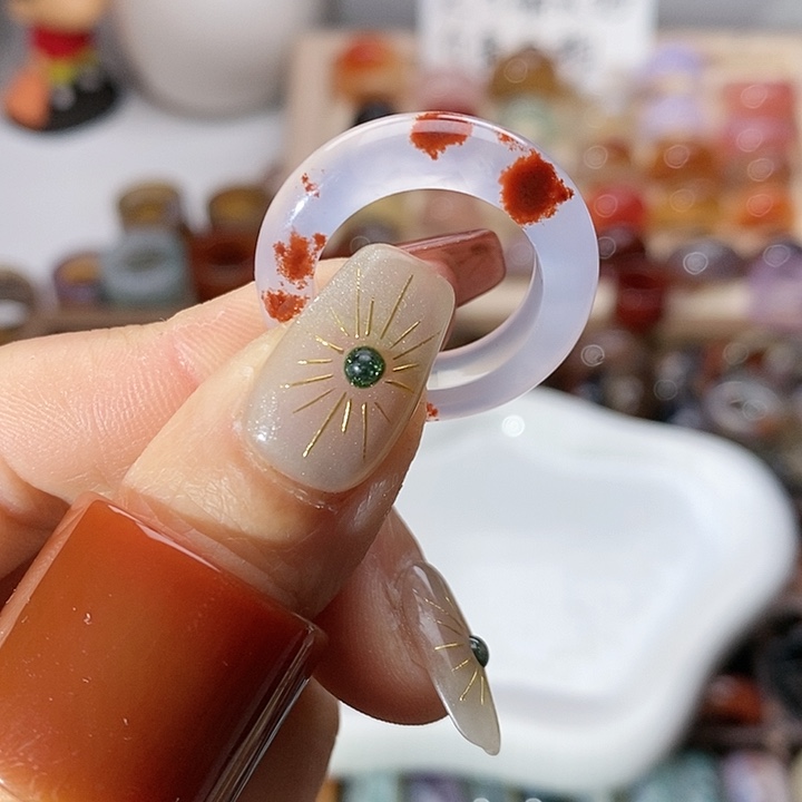 晚***～玛瑙/玉髓未镶嵌戒指A42不退换17.9内径港17