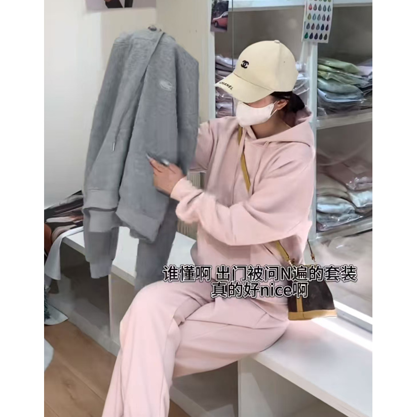 【断码高货福利清】定制气质时尚休闲宽松连帽卫衣套装