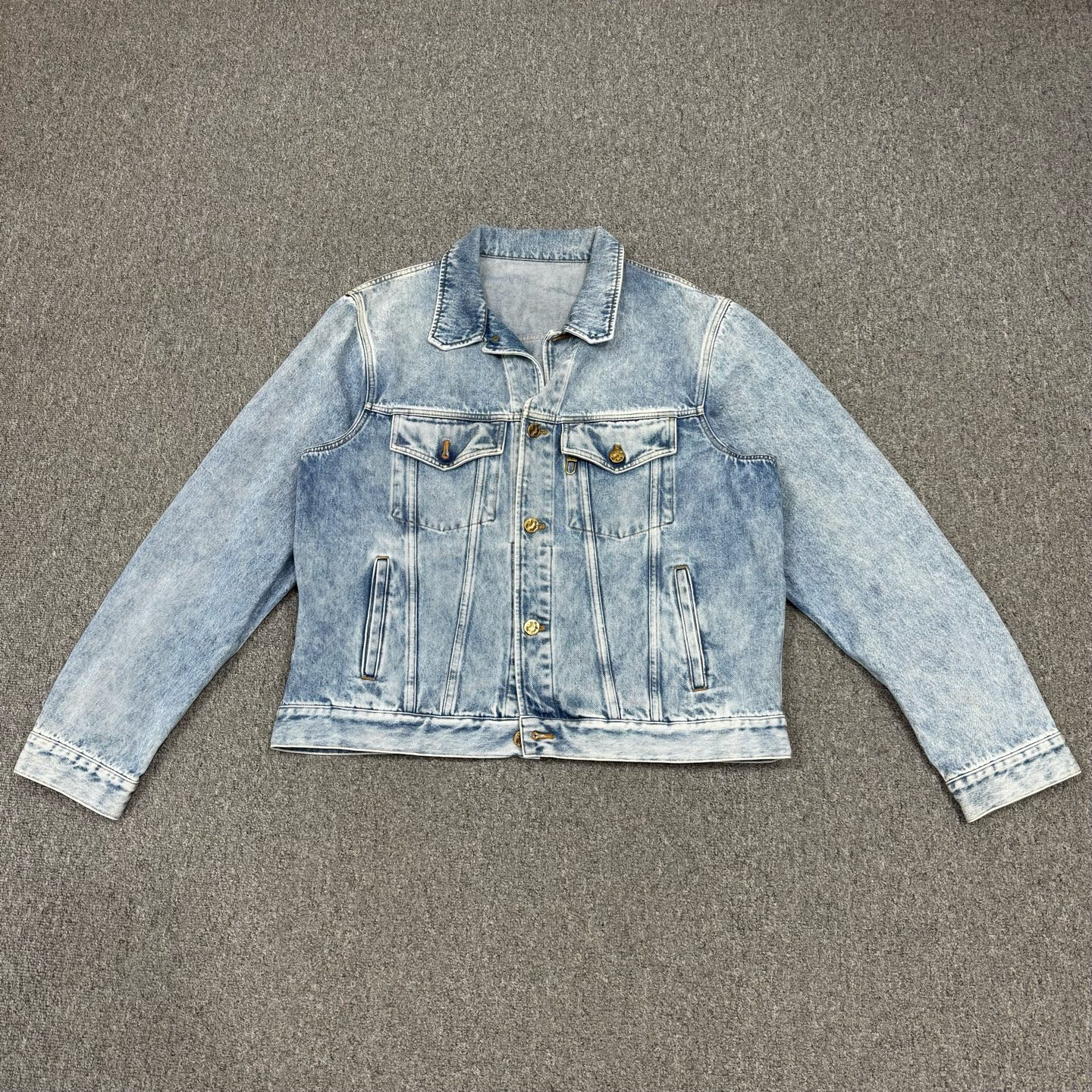 99新 LouisVuitton/路易威登 17561109蓝色水洗单排扣外套56码