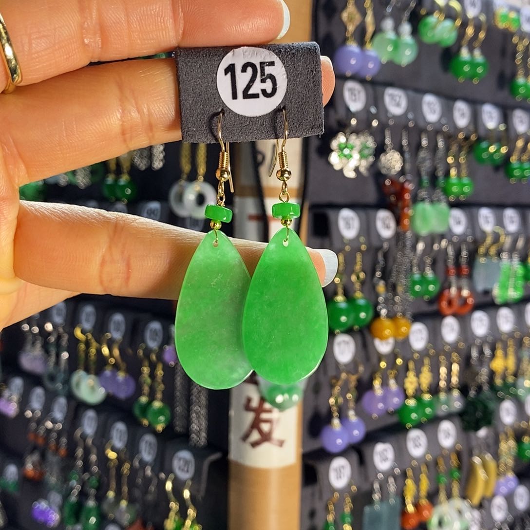 银S925镶嵌翡翠耳饰125