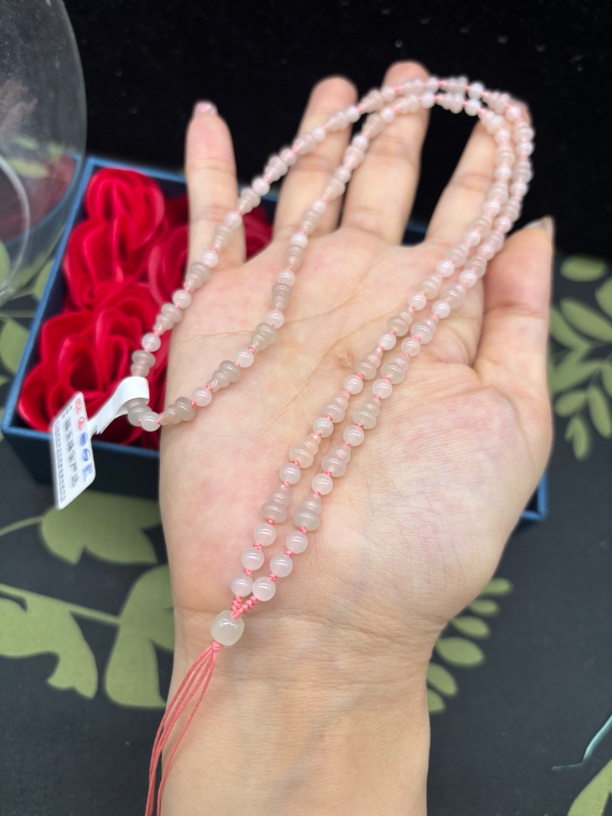 精美天然和田玉青海料藕粉葫芦5mm玉石挂坠绳毛衣链项链长链百搭