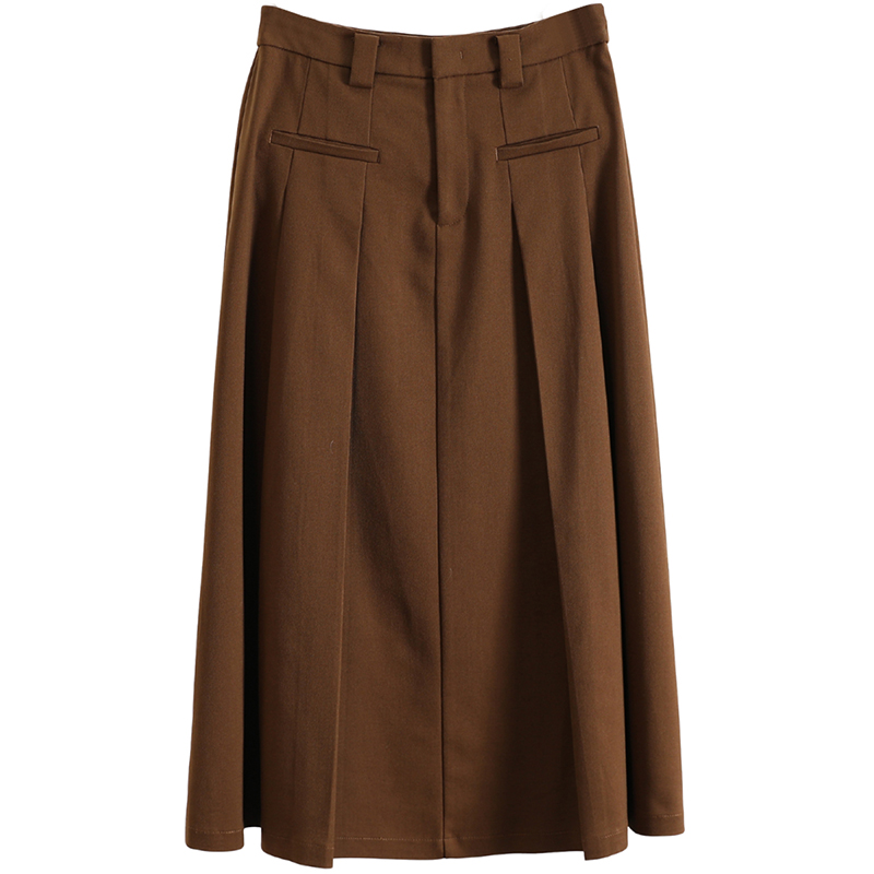 F5891-【衣香】质感高腰纯色过膝半身裙长裙#WYL58E001