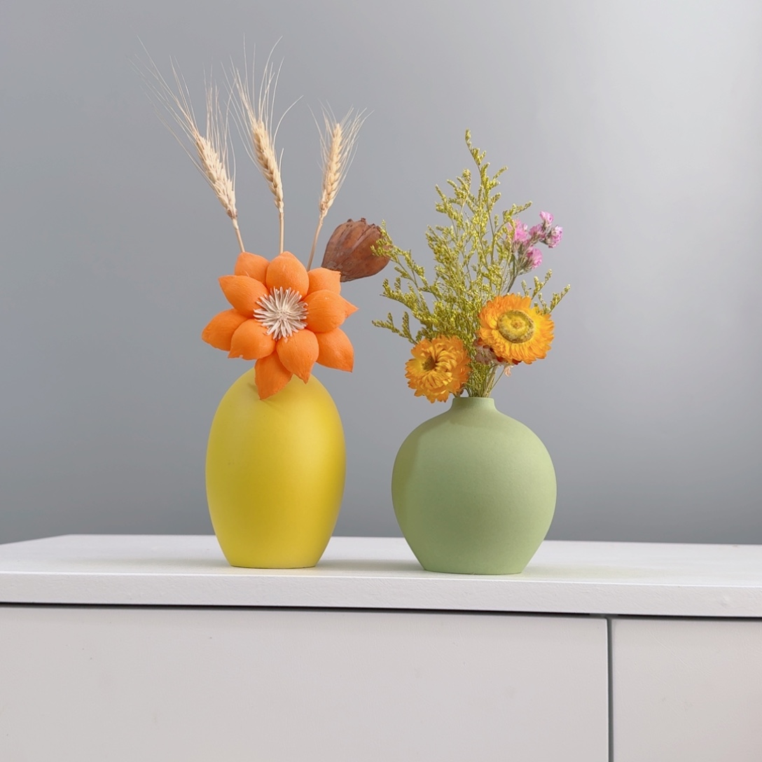 摆件陶瓷花瓶摆件含花总高约20-30cm