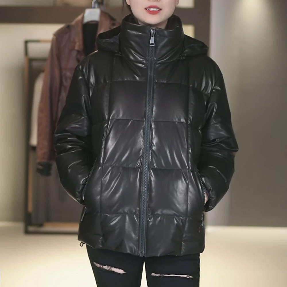 2523-S海宁山羊皮真皮皮衣男士加厚90新国标鹅绒服可脱卸帽外套