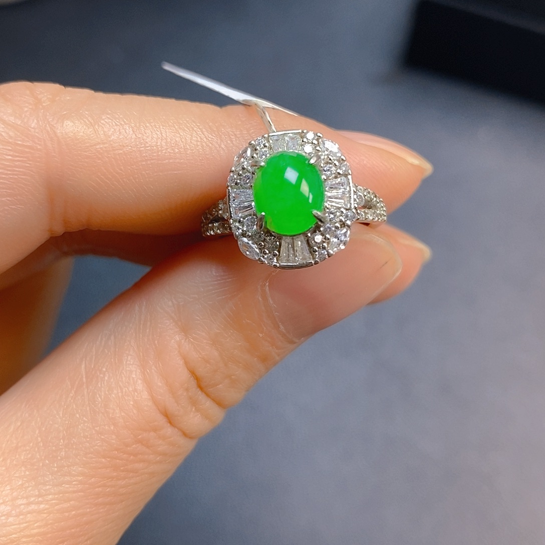 翡翠银S925镶嵌戒指