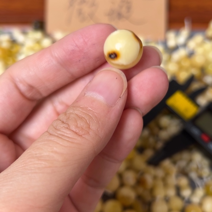 蜜蜡未镶嵌裸石13.8mm有坑