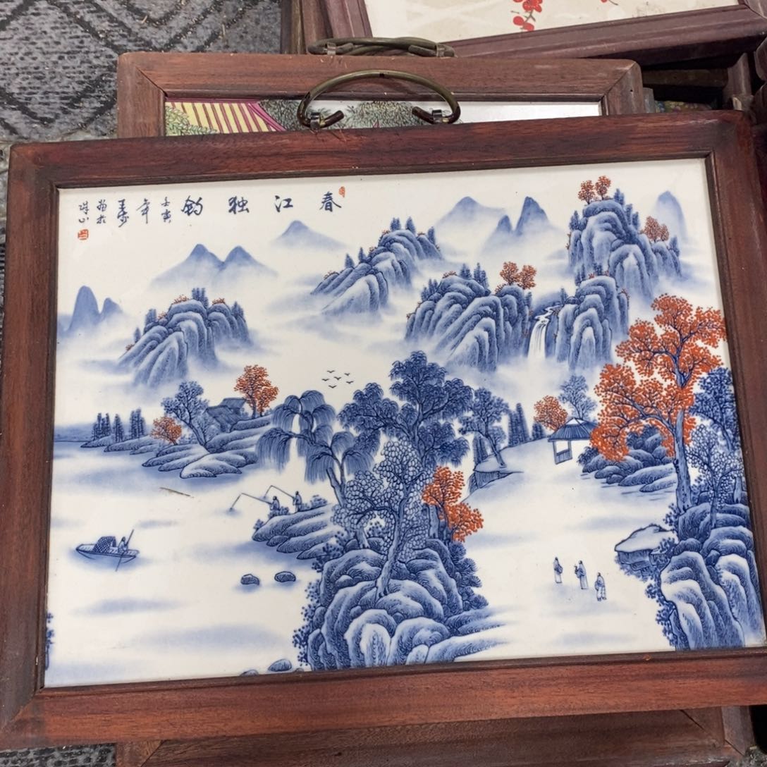 瓷片37*28*1景德镇瓷板画柴窑烧制