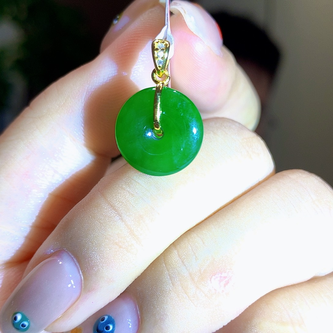 和田玉（碧玉）银S925镀金镶嵌颈饰