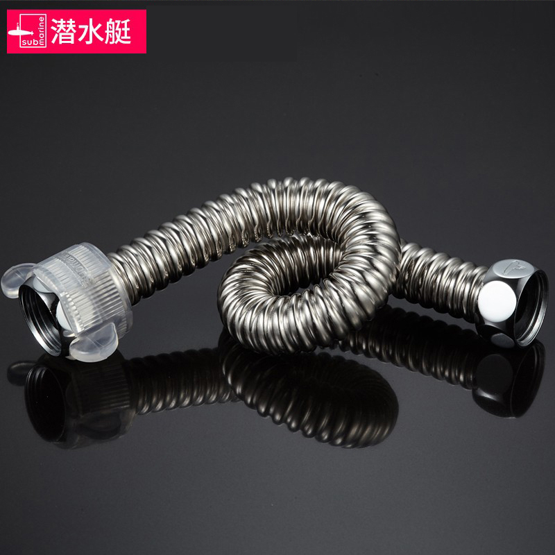 潜水艇燃气热水器波纹管不锈钢4分马桶热水器冷热进水管高压防爆