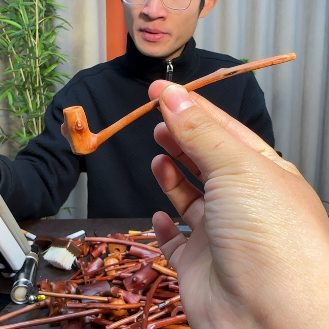 檬子木手工烟斗手把件