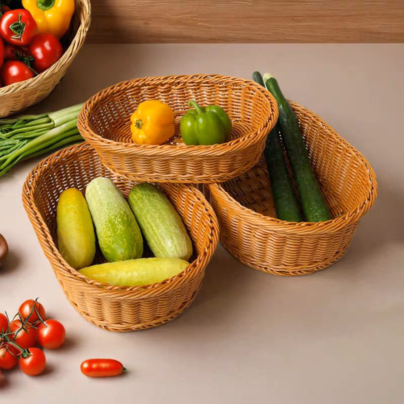 仿藤编织椭圆形零食盘糖果盘椭圆形套三