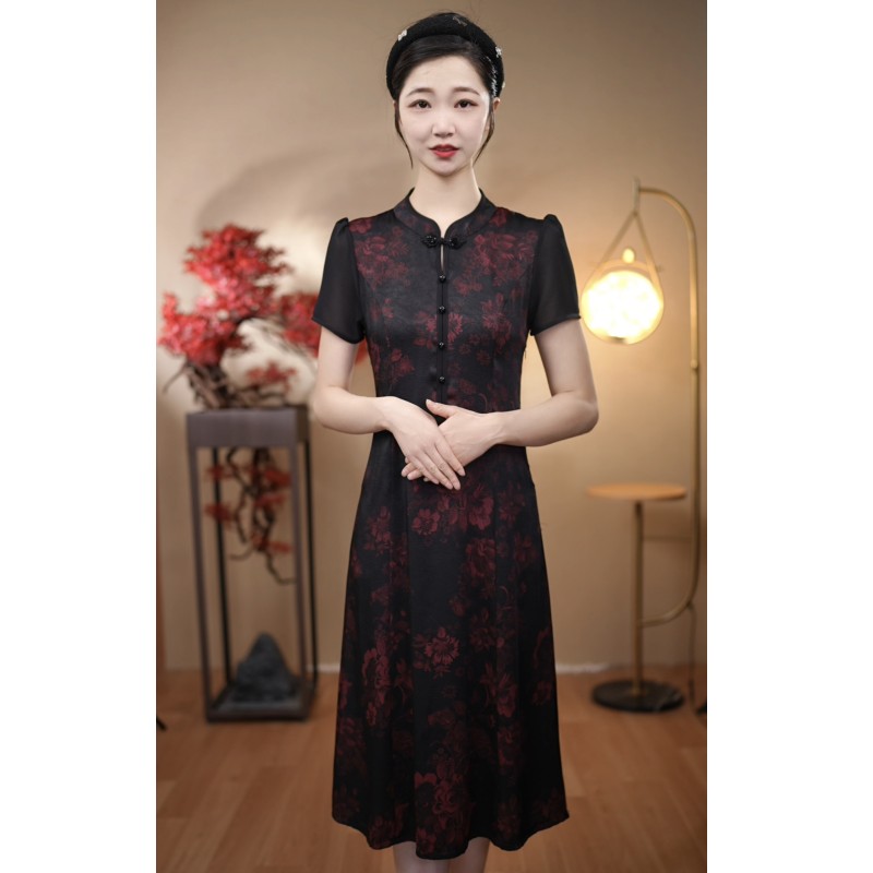 （CS4）2025夏季新款妈妈气质改良旗袍连衣裙【裙角飞扬】
