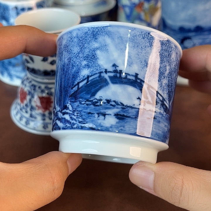 风***生瓷片景德镇全手工手绘陶瓷