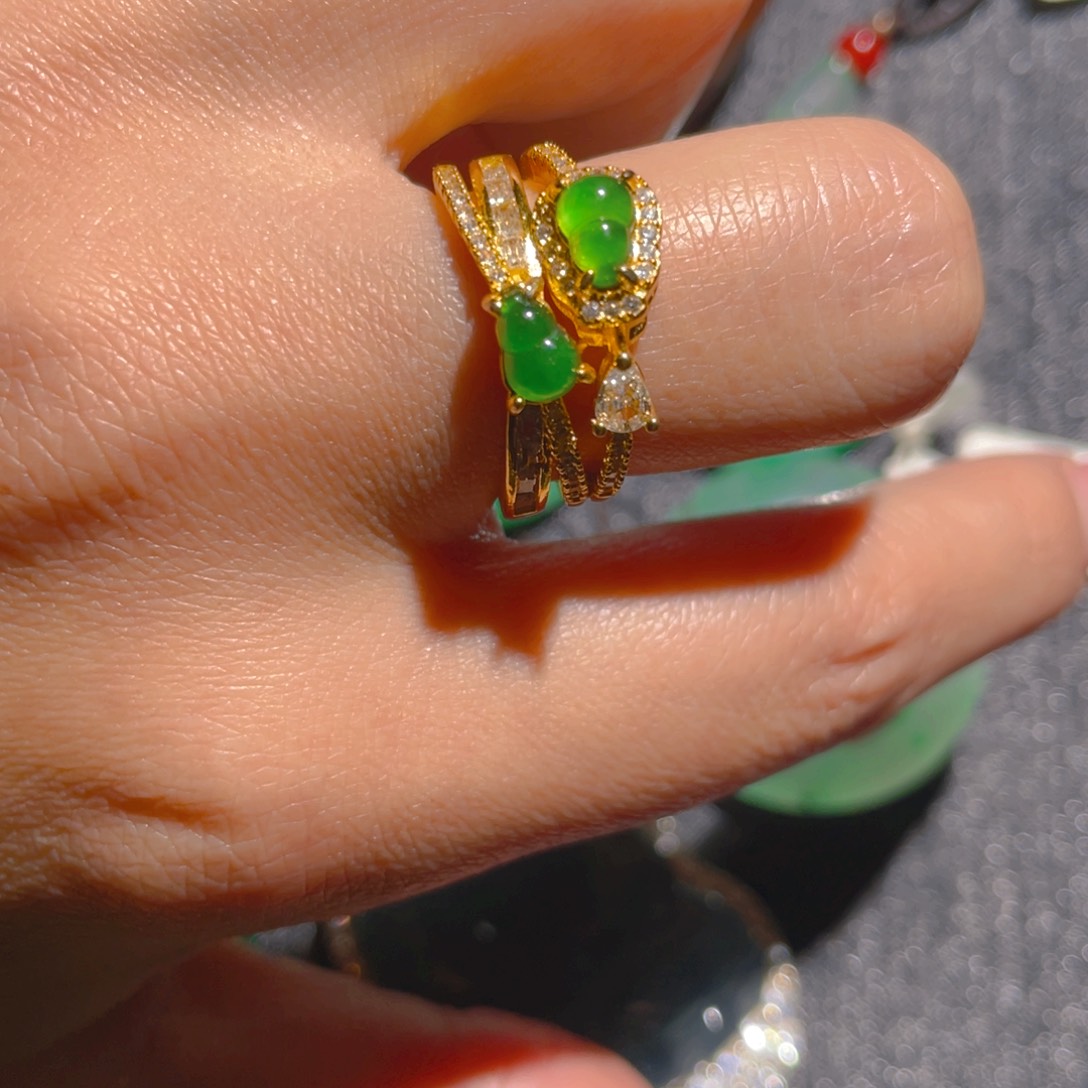 翡翠戒指未镶嵌活口戒指