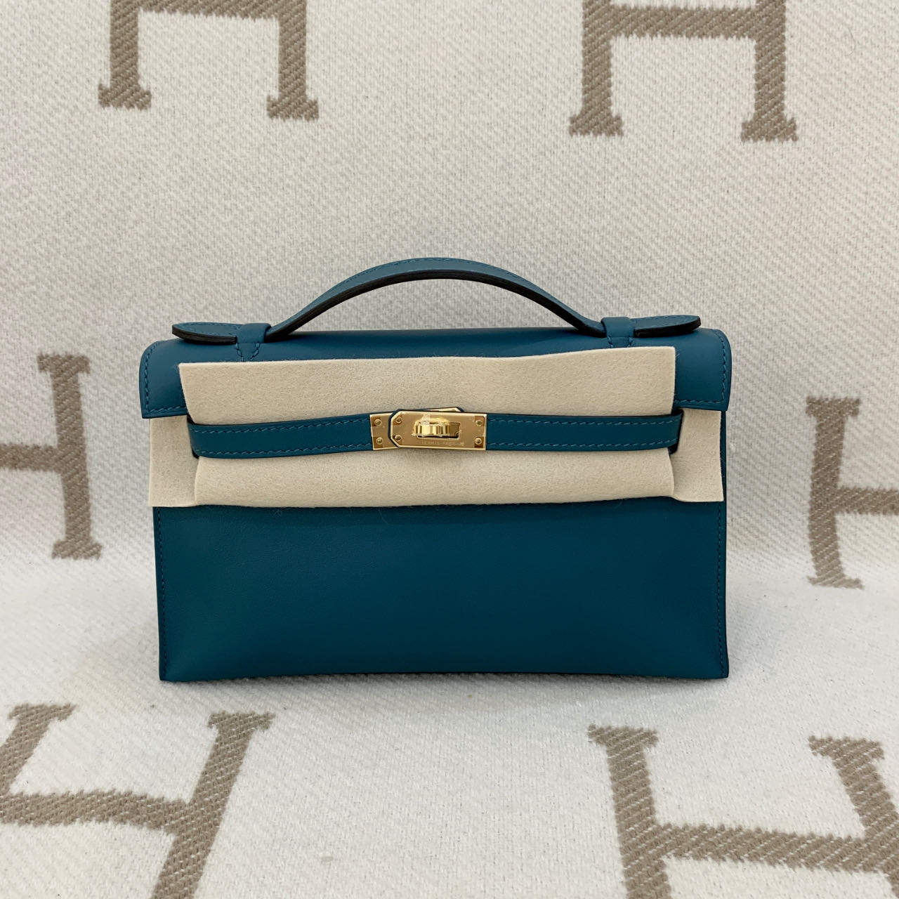 99新 Hermes/爱马仕 mini kelly一代博斯普鲁斯绿D刻 xx0211a3