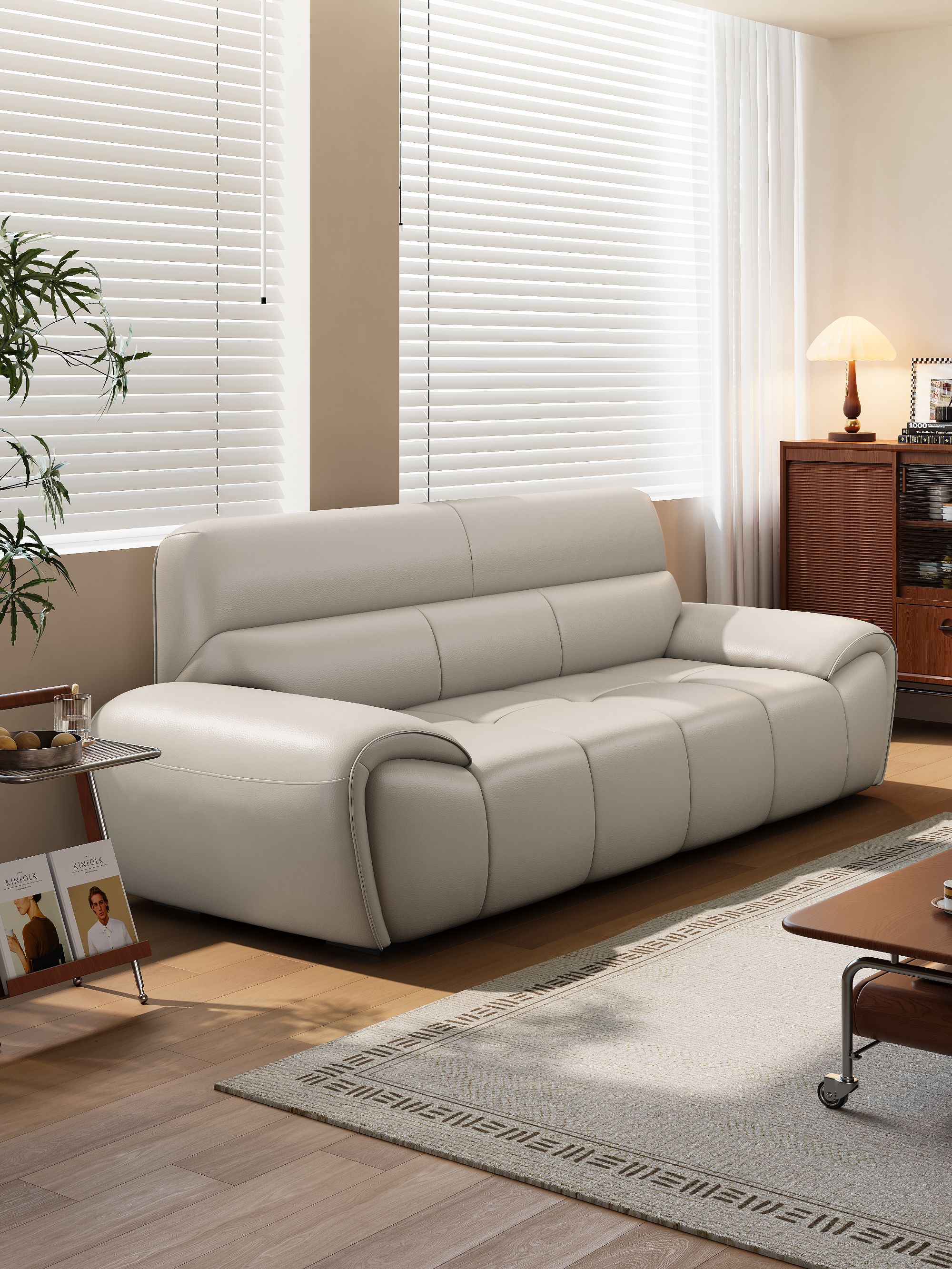 现代轻奢真皮沙发大小户型客厅直排沙发现代简约家用办公